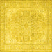 Square Machine Washable Persian Yellow Traditional Rug, wshtr4278yw