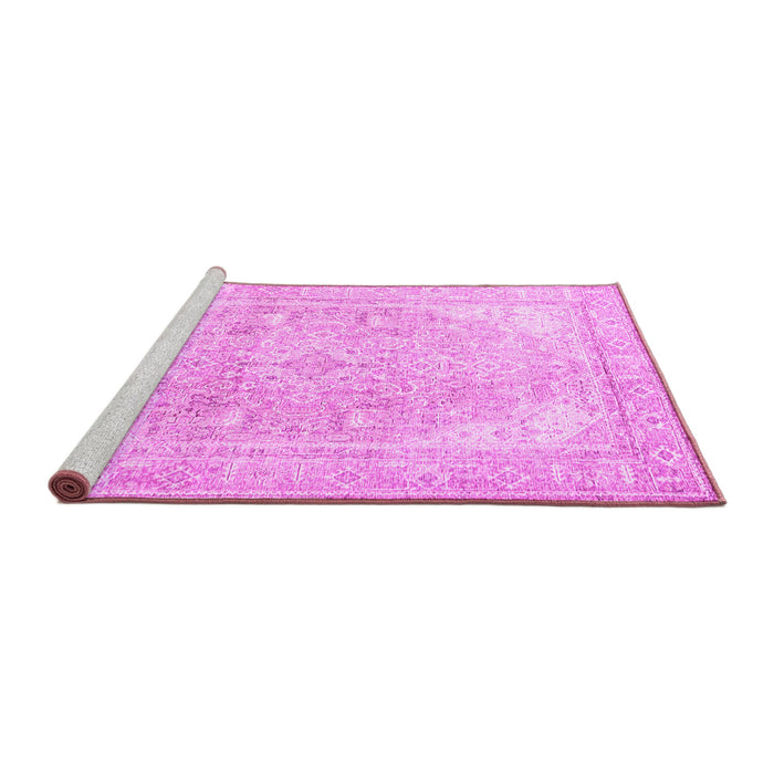 Sideview of Machine Washable Persian Pink Traditional Rug, wshtr4278pnk