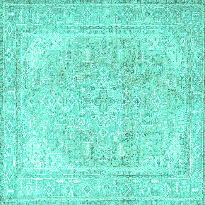 Square Persian Turquoise Traditional Rug, tr4278turq