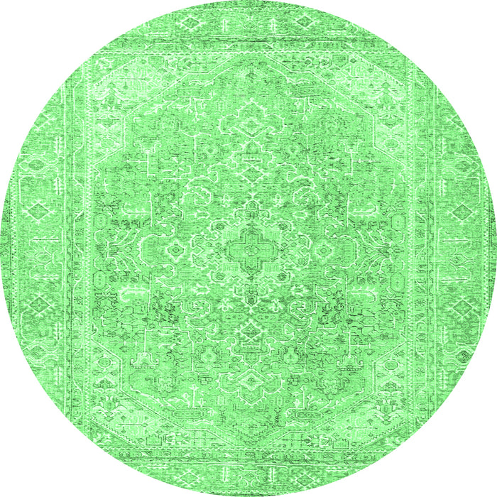 Round Persian Emerald Green Traditional Rug, tr4278emgrn