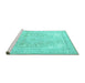 Sideview of Machine Washable Persian Turquoise Traditional Area Rugs, wshtr4278turq