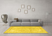 Machine Washable Persian Yellow Traditional Rug in a Living Room, wshtr4278yw