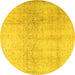 Round Persian Yellow Traditional Rug, tr4279yw