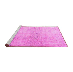 Sideview of Machine Washable Persian Pink Traditional Rug, wshtr4279pnk