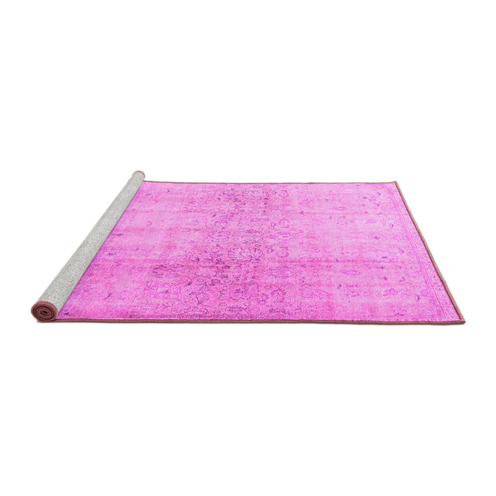 Sideview of Machine Washable Persian Pink Traditional Rug, wshtr4279pnk
