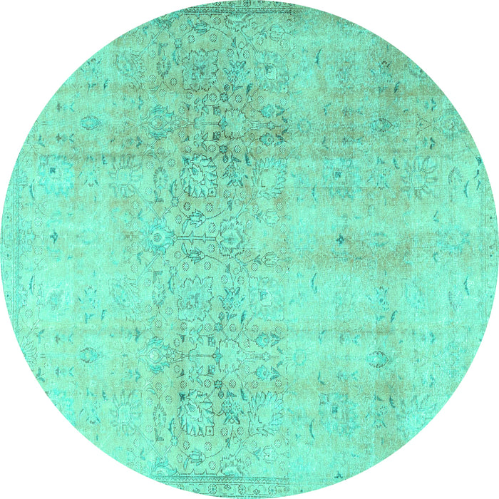 Round Persian Turquoise Traditional Rug, tr4279turq