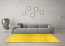 Machine Washable Persian Yellow Traditional Rug in a Living Room, wshtr4279yw