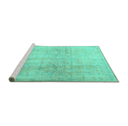 Sideview of Machine Washable Persian Turquoise Traditional Area Rugs, wshtr4279turq