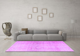 Machine Washable Persian Purple Traditional Area Rugs in a Living Room, wshtr4279pur
