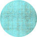 Round Persian Light Blue Traditional Rug, tr4279lblu