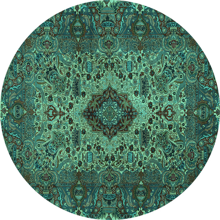 Round Persian Turquoise Traditional Rug, tr427turq