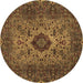 Round Persian Brown Traditional Rug, tr427brn