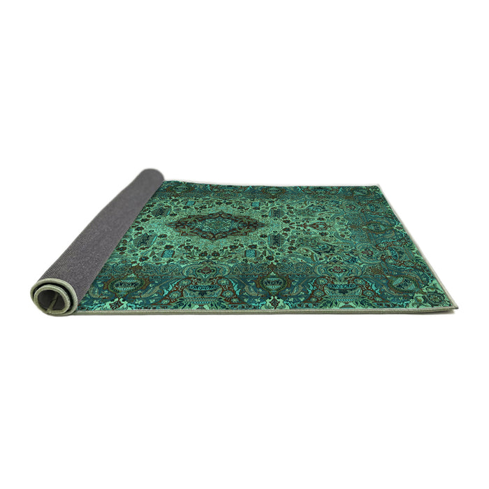 Sideview of Persian Turquoise Traditional Rug, tr427turq
