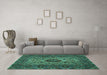 Machine Washable Persian Turquoise Traditional Area Rugs in a Living Room,, wshtr427turq