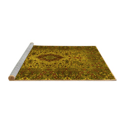Sideview of Machine Washable Persian Yellow Traditional Rug, wshtr427yw
