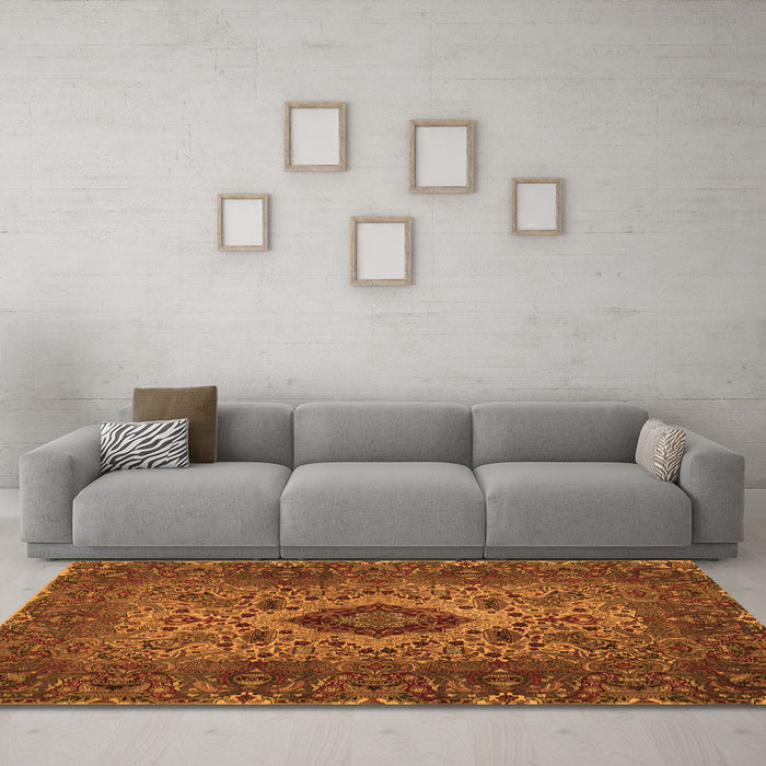 Machine Washable Persian Orange Traditional Area Rugs in a Living Room, wshtr427org