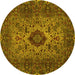 Round Machine Washable Persian Yellow Traditional Rug, wshtr427yw