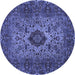 Round Machine Washable Persian Blue Traditional Rug, wshtr427blu