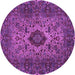 Round Machine Washable Persian Purple Traditional Area Rugs, wshtr427pur