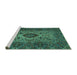 Sideview of Machine Washable Persian Turquoise Traditional Area Rugs, wshtr427turq