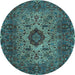 Round Persian Light Blue Traditional Rug, tr427lblu
