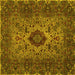 Square Machine Washable Persian Yellow Traditional Rug, wshtr427yw