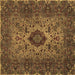 Square Machine Washable Persian Brown Traditional Rug, wshtr427brn