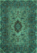 Machine Washable Persian Turquoise Traditional Area Rugs, wshtr427turq