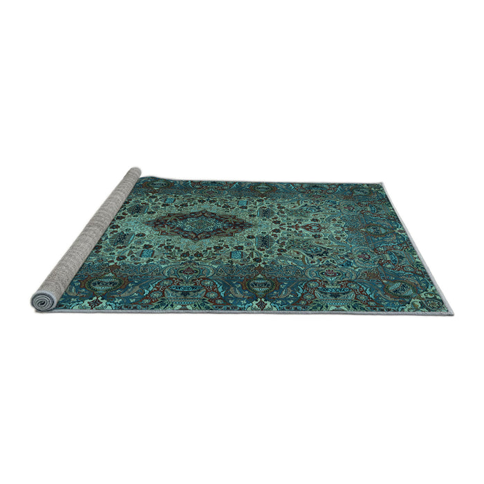 Sideview of Machine Washable Persian Light Blue Traditional Rug, wshtr427lblu