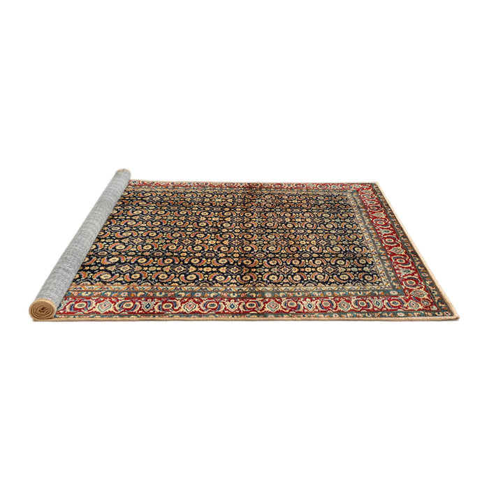 Sideview of Machine Washable Traditional Vermilion Red Rug, wshtr428