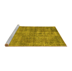 Sideview of Machine Washable Persian Yellow Traditional Rug, wshtr4280yw