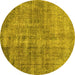 Round Persian Yellow Traditional Rug, tr4280yw