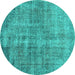 Round Machine Washable Persian Turquoise Traditional Area Rugs, wshtr4280turq