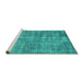 Sideview of Machine Washable Persian Turquoise Traditional Area Rugs, wshtr4280turq