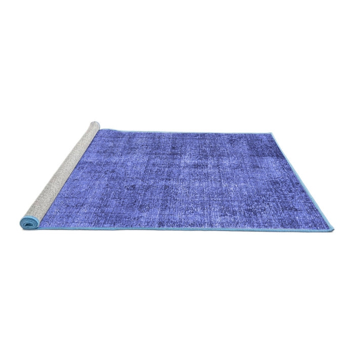 Sideview of Machine Washable Persian Blue Traditional Rug, wshtr4280blu