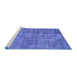 Sideview of Machine Washable Persian Blue Traditional Rug, wshtr4280blu