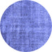 Round Persian Blue Traditional Rug, tr4280blu