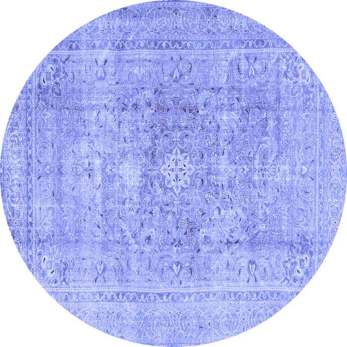 Round Persian Blue Traditional Rug, tr4281blu
