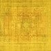 Square Machine Washable Persian Yellow Traditional Rug, wshtr4281yw