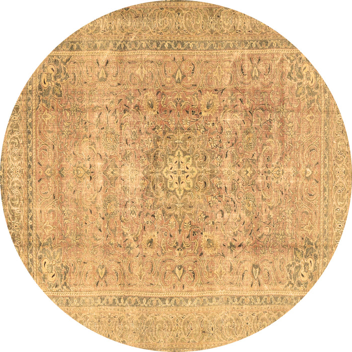 Round Persian Brown Traditional Rug, tr4281brn