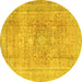 Round Persian Yellow Traditional Rug, tr4281yw