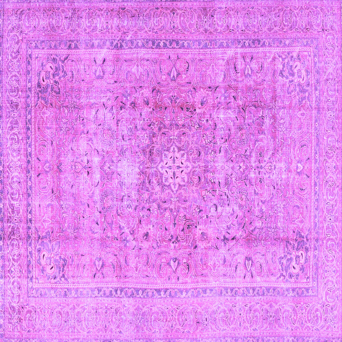 Square Machine Washable Persian Purple Traditional Area Rugs, wshtr4281pur