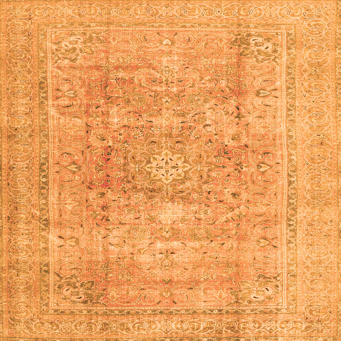 Round Machine Washable Persian Orange Traditional Area Rugs, wshtr4281org