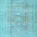 Square Machine Washable Persian Light Blue Traditional Rug, wshtr4281lblu