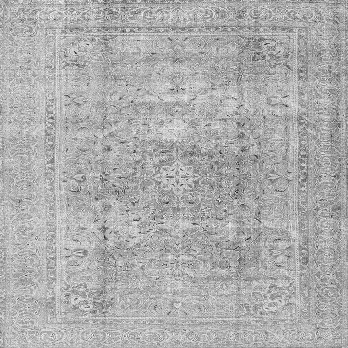 Round Machine Washable Persian Gray Traditional Rug, wshtr4281gry