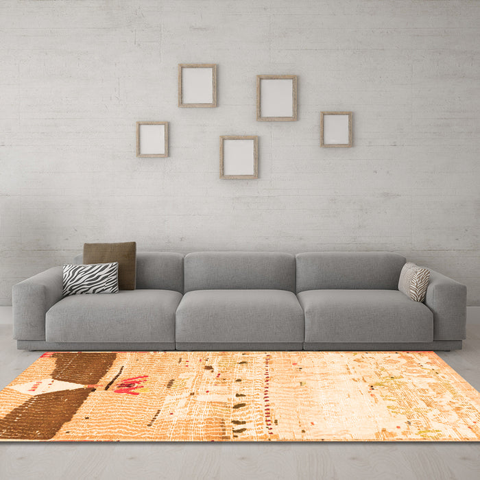 Machine Washable Persian Orange Traditional Area Rugs in a Living Room, wshtr4282org