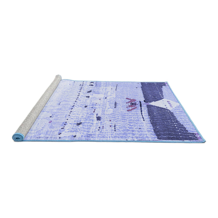Sideview of Machine Washable Persian Blue Traditional Rug, wshtr4282blu