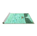 Sideview of Machine Washable Persian Turquoise Traditional Area Rugs, wshtr4282turq