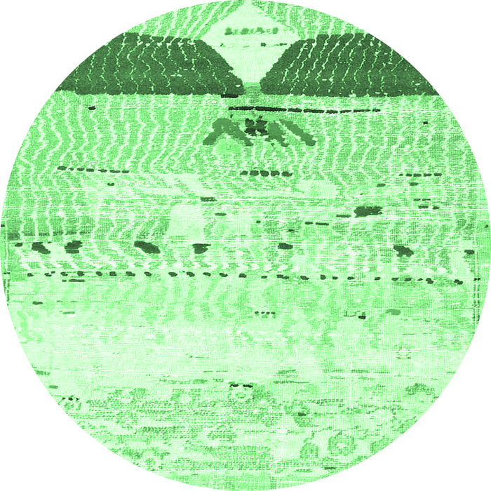 Round Persian Emerald Green Traditional Rug, tr4282emgrn