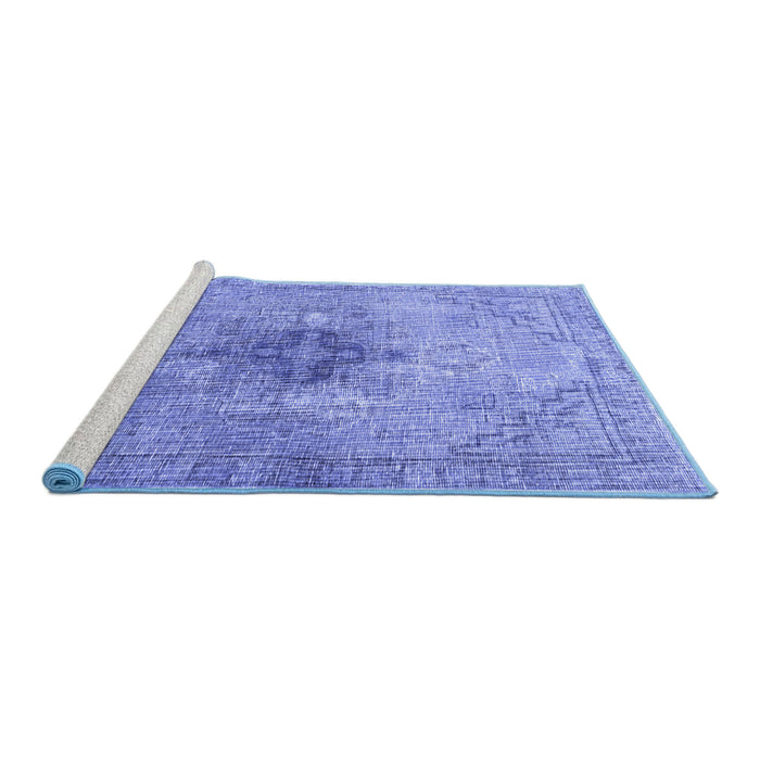 Sideview of Machine Washable Persian Blue Traditional Rug, wshtr4283blu